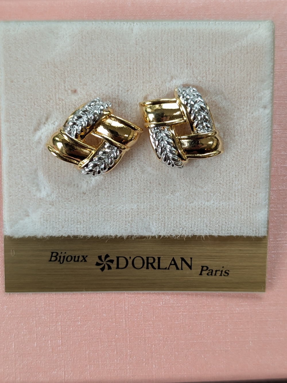 D'ORLAN Two-Tone Gold and Silver Knot Earrings for Women